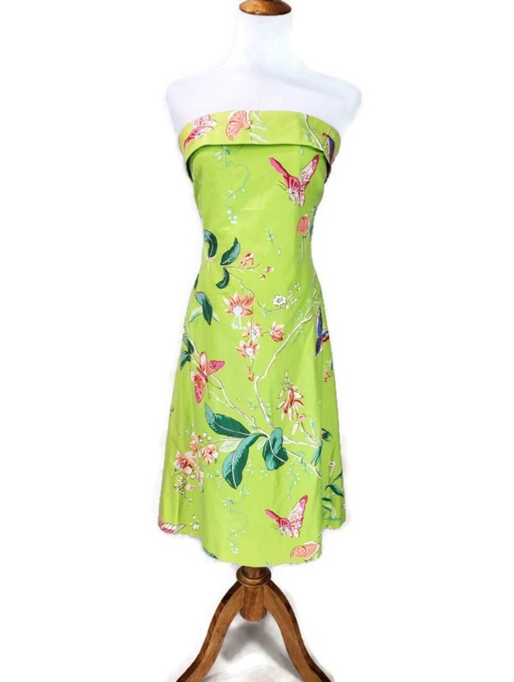 👗 CK BRADLEY Dress Strapless Floral Butterflies Garden Party Brunch Size 10 👗
